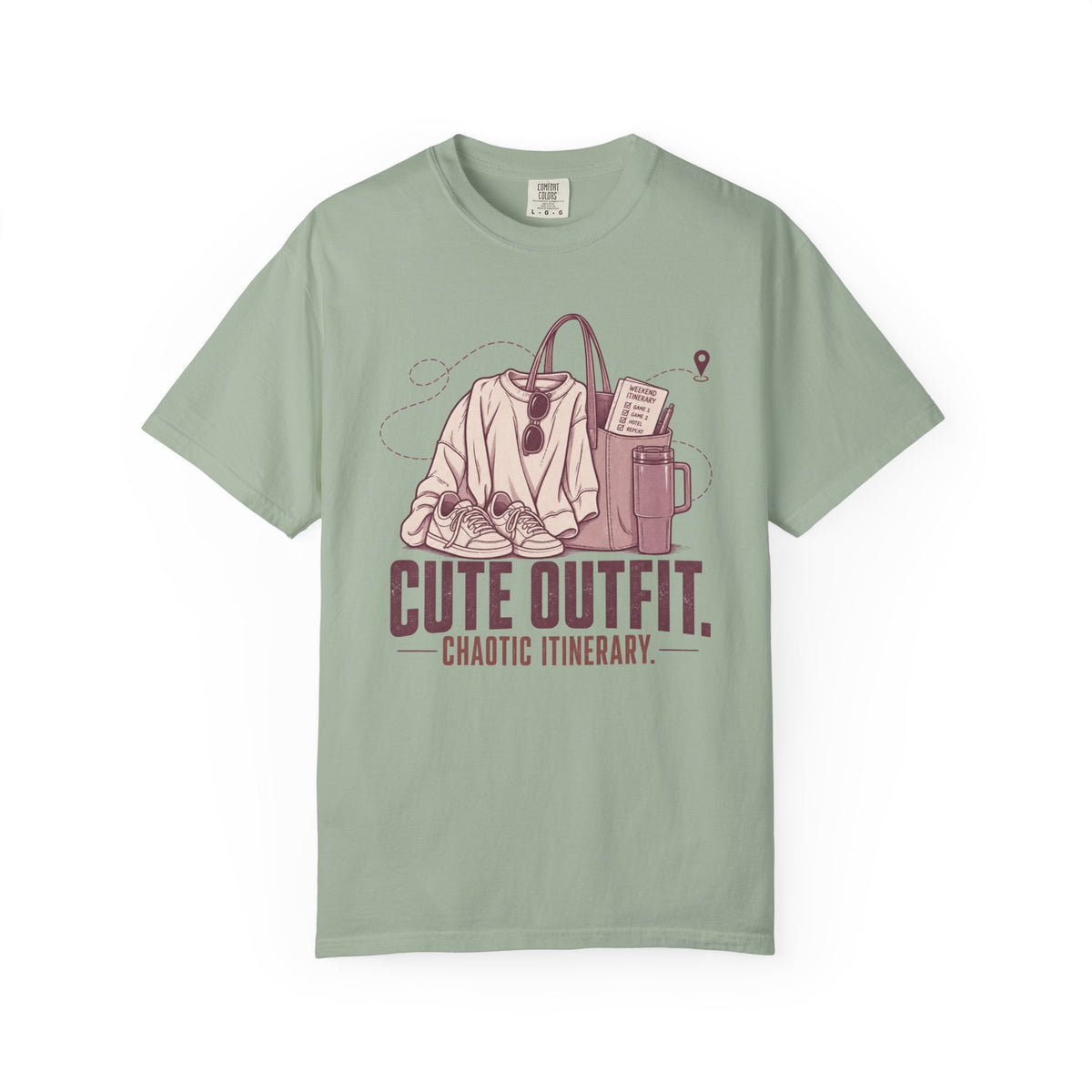 Cute Outfit. Chaotic Itinerary. Illustrated T-shirt