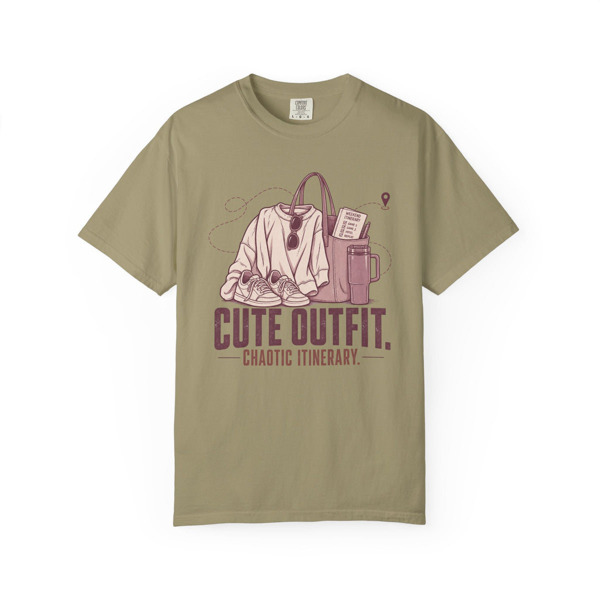 Cute Outfit. Chaotic Itinerary. Illustrated T-shirt
