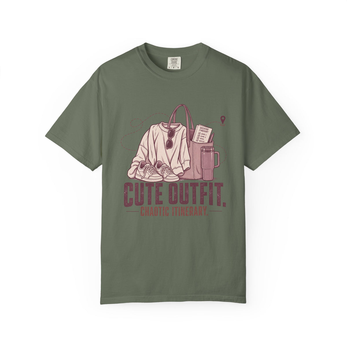 Cute Outfit. Chaotic Itinerary. Illustrated T-shirt