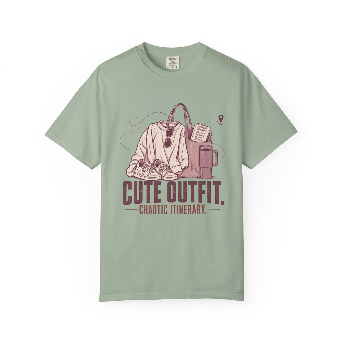 Cute Outfit. Chaotic Itinerary. Illustrated T-shirt