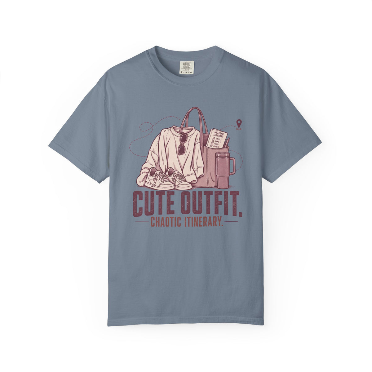 Cute Outfit. Chaotic Itinerary. Illustrated T-shirt
