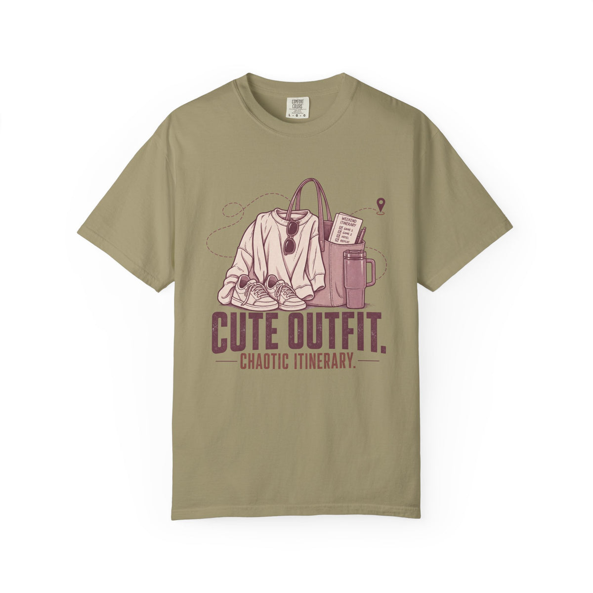 Cute Outfit. Chaotic Itinerary. Illustrated T-shirt